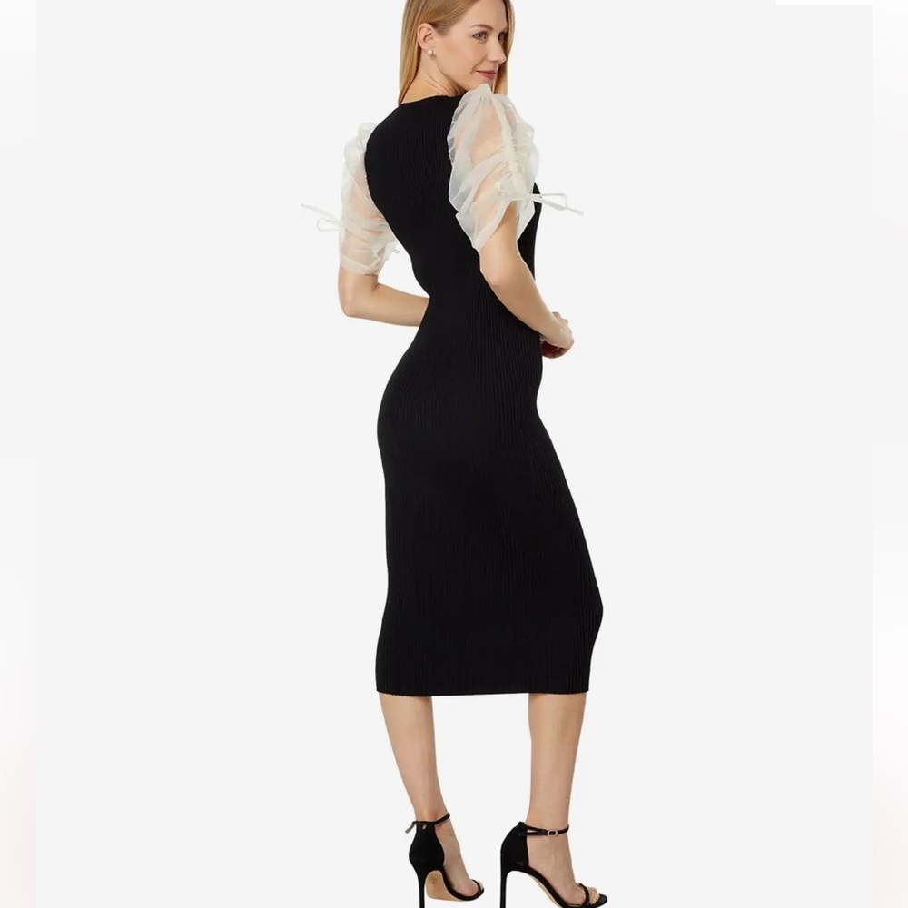 En Saidon Emerson ribbed knit puff shoulder midi dress XS - Picture 10 of 10